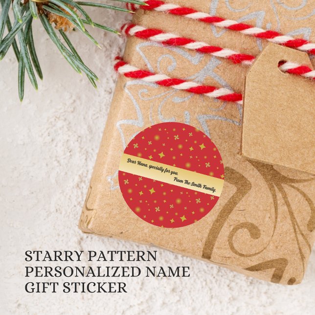 Adesivo Redondo Soft Glow Golden Stars & Floral Petals Pattern (Criador carregado)