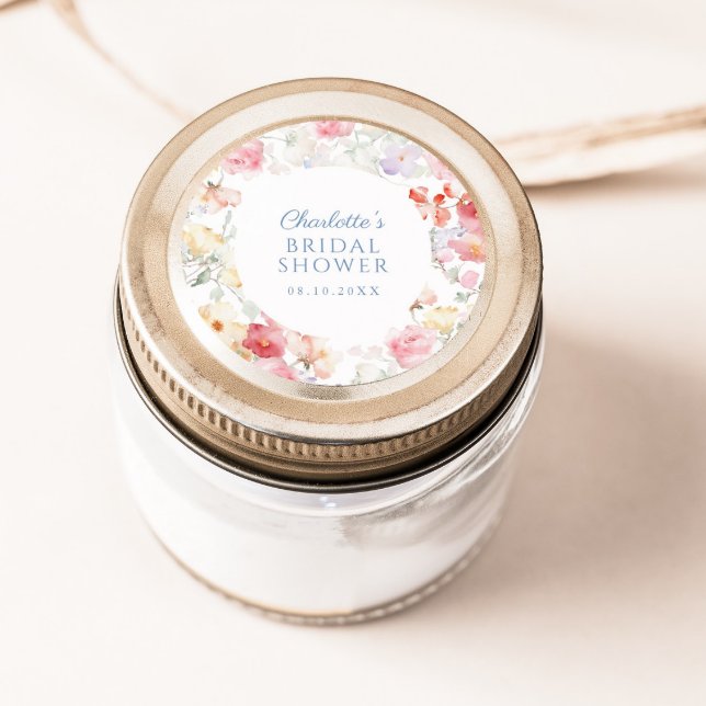 Adesivo Redondo Soft Pastel Bloom Bridal Shower  (Criador carregado)