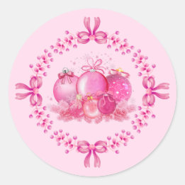 Adesivo Redondo Soft Pink Ornament Holiday Collection