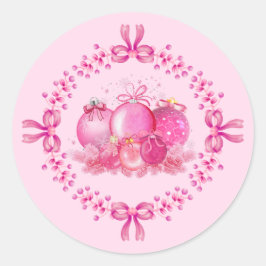 Adesivo Redondo Soft Pink Ornament Holiday Collection