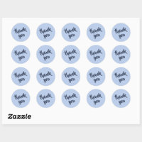 Soft Sky Blue Thank You Classic Round Sticker