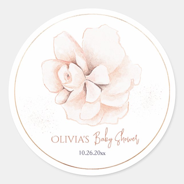 Adesivo Redondo Soft Wildflowers Modern Baby Shower Invitation (Frente)