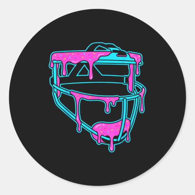 Adesivo Redondo Softball Catcher Drip Ice Cream Mask Sprinkles Gam (Frente)