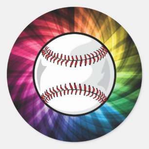 Adesivo Redondo Softball colorido; Basebol