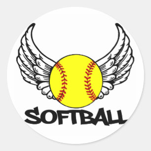 Adesivo Redondo Softball com asas