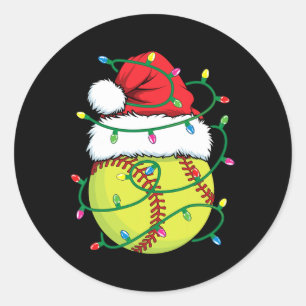 Adesivo Redondo Softball com Papai Noel Meninas Natal X