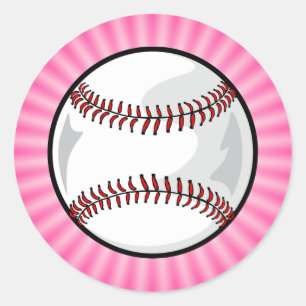 Adesivo Redondo Softball cor-de-rosa