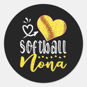 Adesivo Redondo Softball Coração Softball Nona Família Combinando