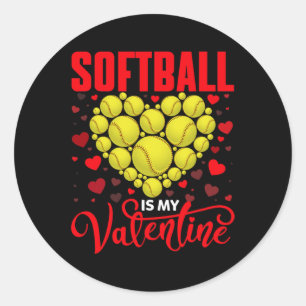 Adesivo Redondo Softball É Minha Vala do Coração de Bola de Softba