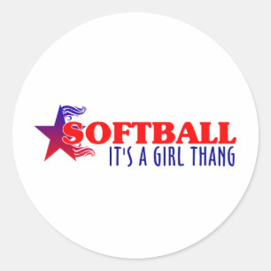 Adesivo Redondo SOFTBALL - É um pensamento feminino