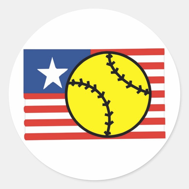 Adesivo Redondo Softball EUA (Frente)
