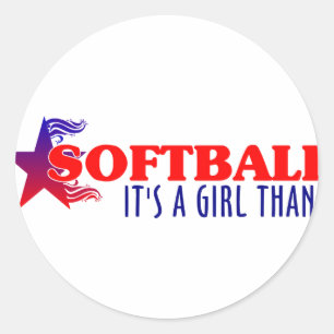 Adesivo Redondo Softball... Garota Thang