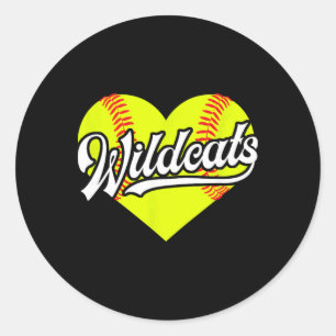 Adesivo Redondo Softball Heart Wildcats Equipe T-ball Pequena Liga