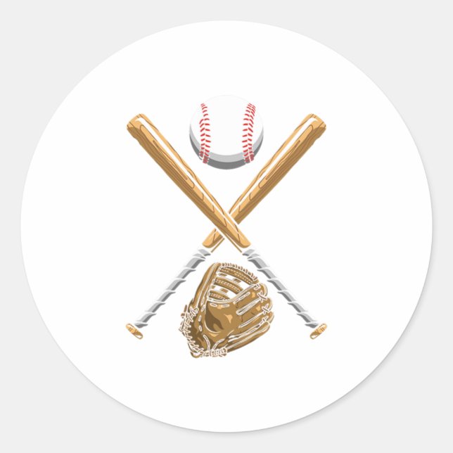 Adesivo Redondo Softball Items Ball Bat Glove Helmet Baseball Gift (Frente)
