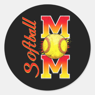 Adesivo Redondo Softball Mãe Engraçado Baseball Mãe Dia de as mães