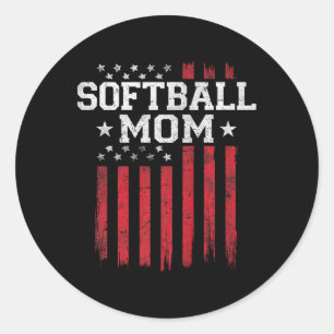 Adesivo Redondo Softball Mãe Orgulhosa Bandeira Americana Usa Patr