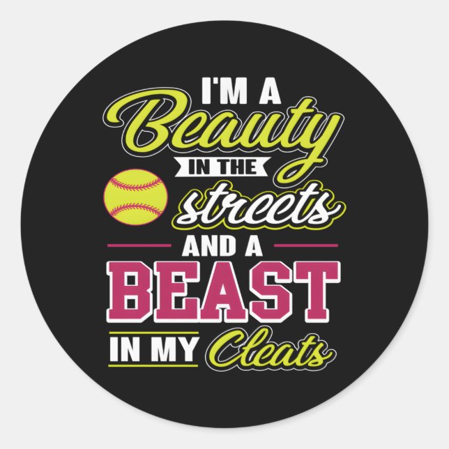 Adesivo Redondo Softball Para Jogadores De Softball (Frente)