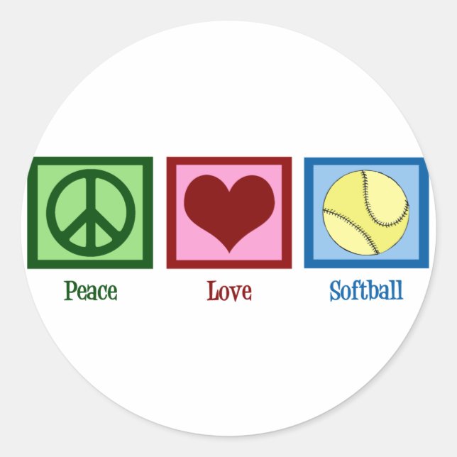 Adesivo Redondo Softball Peace Love (Frente)