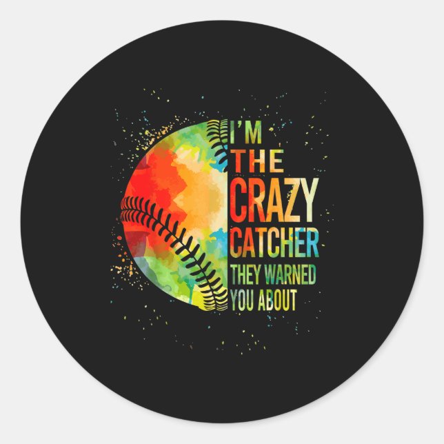 Adesivo Redondo Softball-shirt Crazy Catcher Funny Youth Teen Girl (Frente)