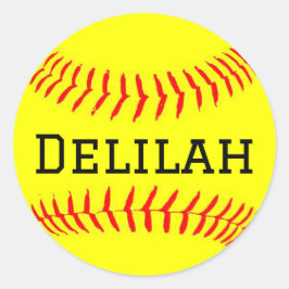 Adesivo Redondo Softball Sticker com Personalização de Nomes