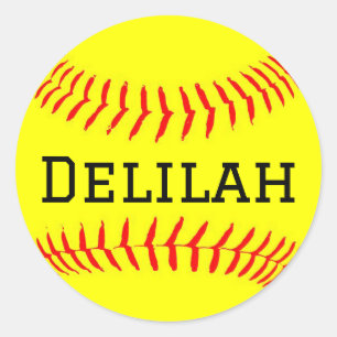 Adesivo Redondo Softball Sticker com Personalização de Nomes