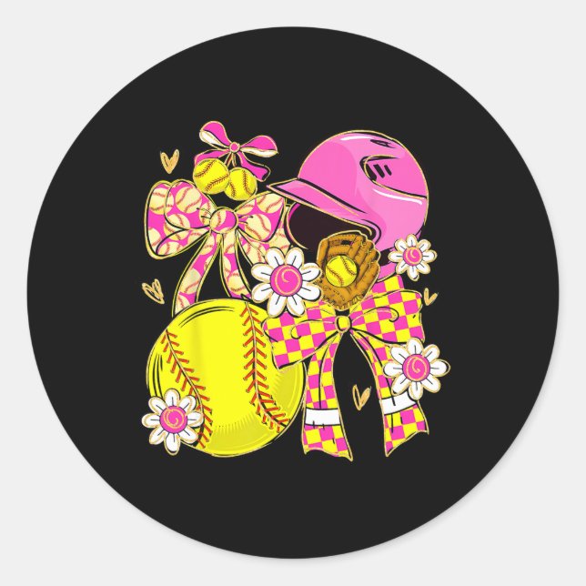 Adesivo Redondo Softll Girl Girls Team Spirit Coquette Bow Softll  (Frente)