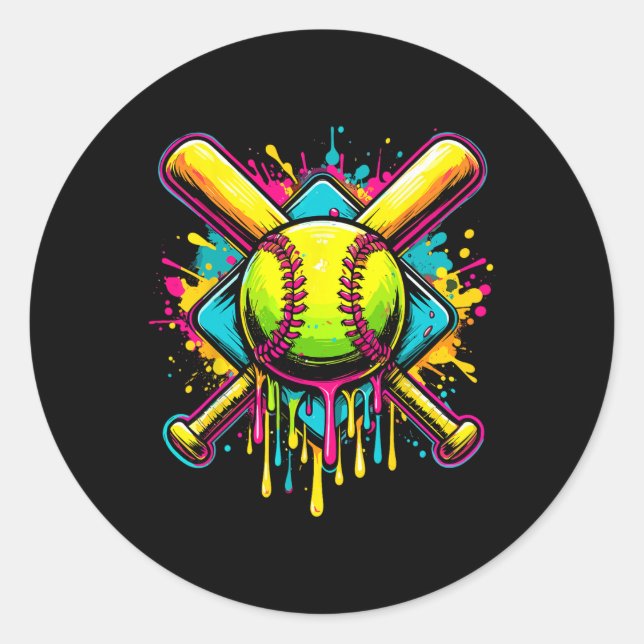 Adesivo Redondo Softll Girl Ice Cream Softll Drip  (Frente)