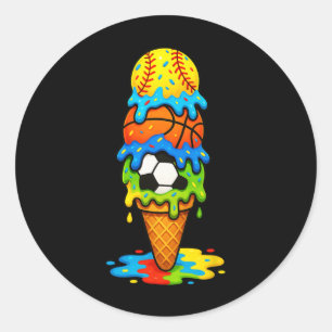 Adesivo Redondo Softll Sketll Futebol Sorvete Drip Jogo de Verão D