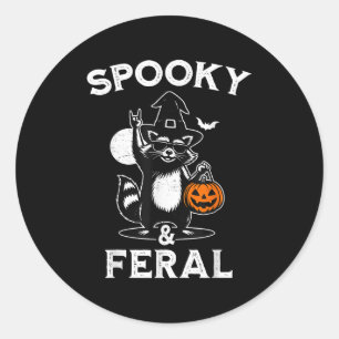Adesivo Redondo Soky E Feral Halloween Raccoon Engraçado