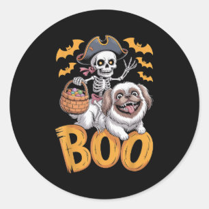 Adesivo Redondo Soky Peke Costume No Boo Pekingese Halloween
