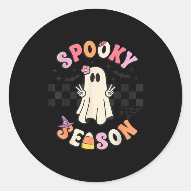 Adesivo Redondo Soky Season Retro Happy Halloween Ghost Women Todd (Frente)