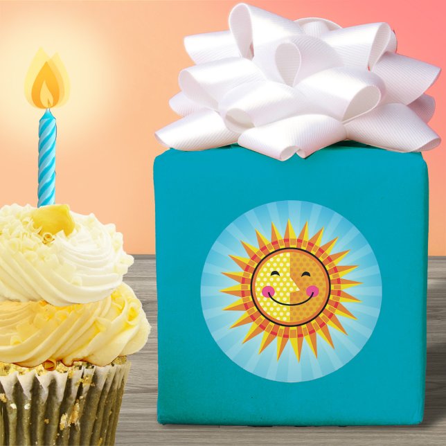 Adesivo Redondo Sol Amarelo-Amarelo-Amarelo-Bonito Azul (Criador carregado)