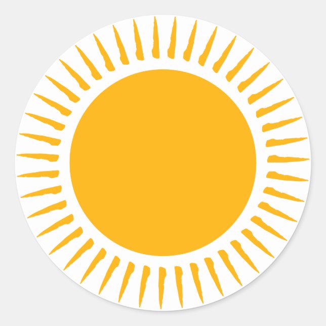 Adesivo Redondo Sol amarelo bonito, alegre diversão (Frente)