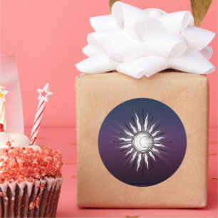 Adesivo Redondo Sol Celestial E Lua