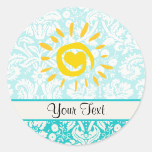 Adesivo Redondo Sol Cinto; Damasco Teal