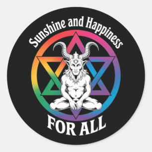 Adesivo Redondo Sol E Felicidade Para Todo Orgulho LGBTQ Satã