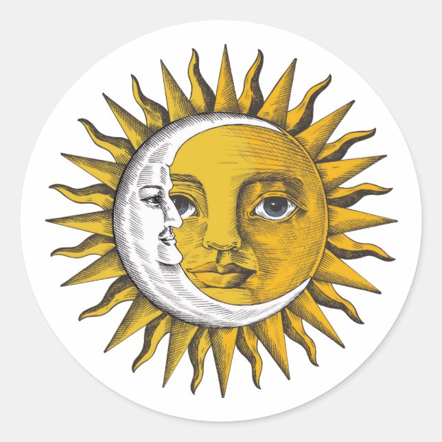 Adesivo Redondo Sol e Lua Celestial (Frente)