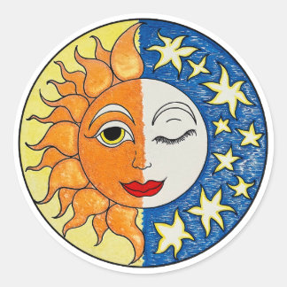 Adesivo Redondo Sol e Lua Juntos