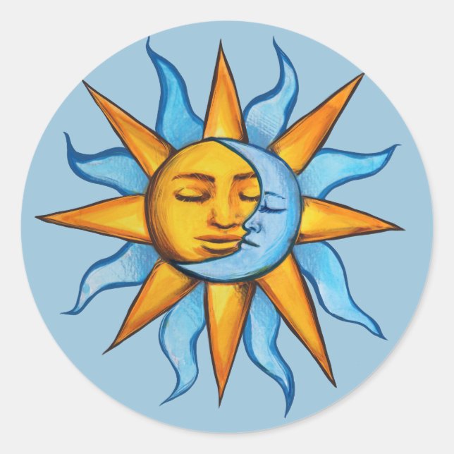 Adesivo Redondo Sol e Lua Sunshine Moon Child (Frente)