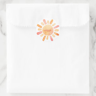 Adesivo Redondo Sol e Raios de Boho Personalizados