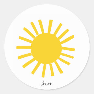 Adesivo Redondo Sol Simples Amarelo