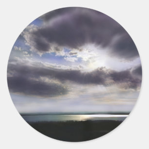 Adesivo Redondo Sol sobre o lago