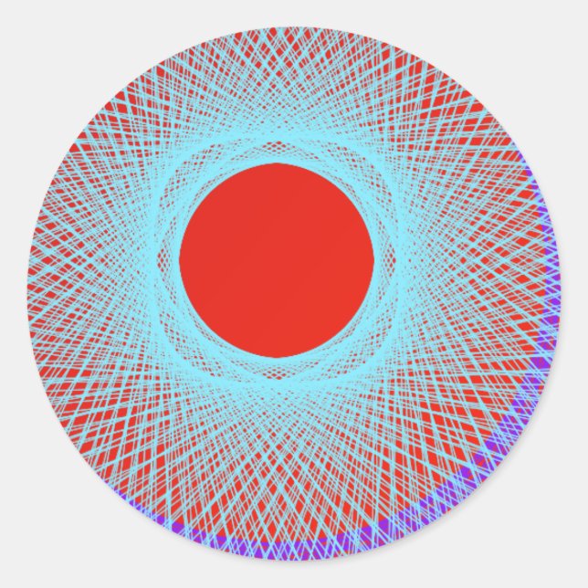Adesivo Redondo sol vermelho dá abstrato de multicor (Frente)