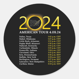 Adesivo Redondo Solar Eclipse 2024 American Tour 2024 Totality Tot