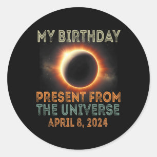 Adesivo Redondo Solar Eclipse 2024 Aniversário Presente 4.8.24 Tot