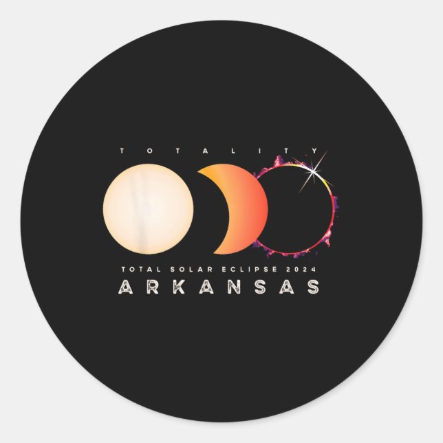Adesivo Redondo Solar Eclipse 2024 Arkansas Total Eclipse America (Frente)