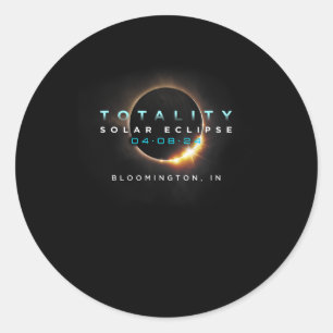 Adesivo Redondo Solar Eclipse 2024 Bloomington Na Totalidade 04-08