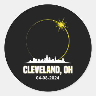 Adesivo Redondo Solar Eclipse 2024 Cleveland Skyline Ohio Solar Ec