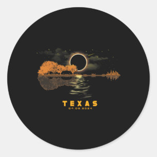 Adesivo Redondo Solar Eclipse 2024 Guitar 04.08.24 Totalidade Texa