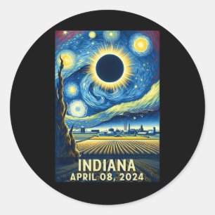 Adesivo Redondo Solar Eclipse 2024 Indiana Starry Night